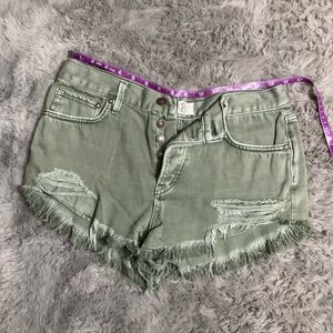 We The Free Olive Distressed Jean Shorts